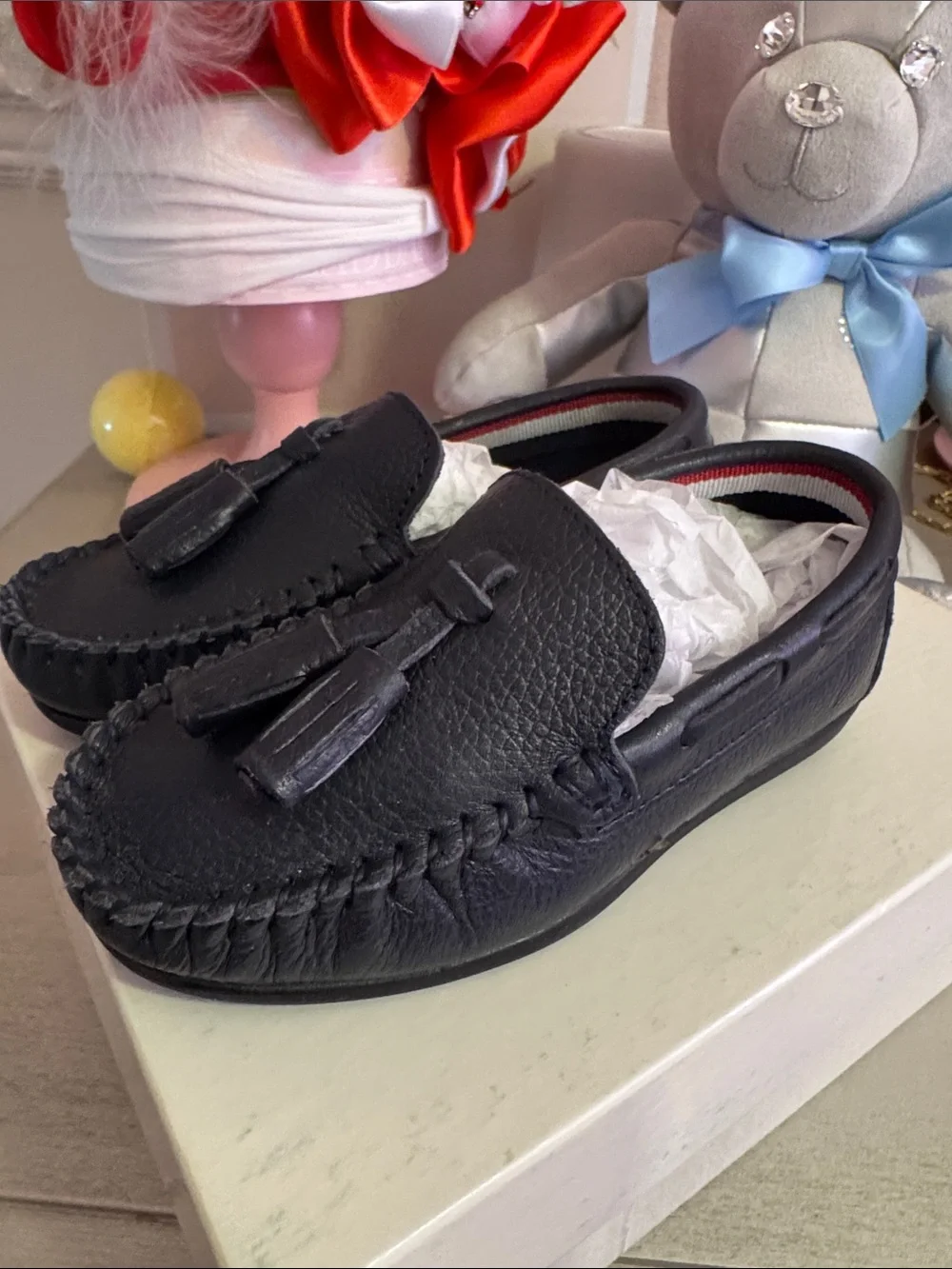 Children's Navy Tassel Moccasin Loafers